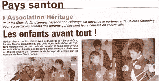 journal pays santon, remercie l'association H&eacute;ritage