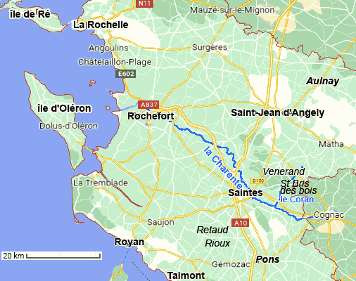 carte de la région Charente maritime